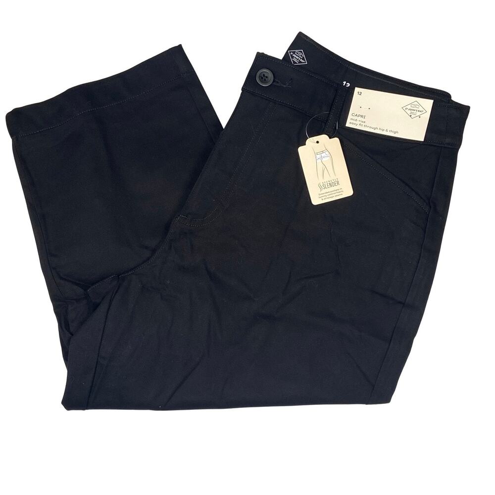 St. John's Bay Capri Pants Womens 12 Black Easy Fit Through Hip & Thigh NEW